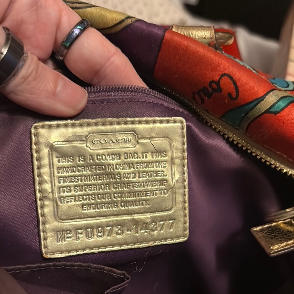 Coach Women's Bag - Gold and Purple